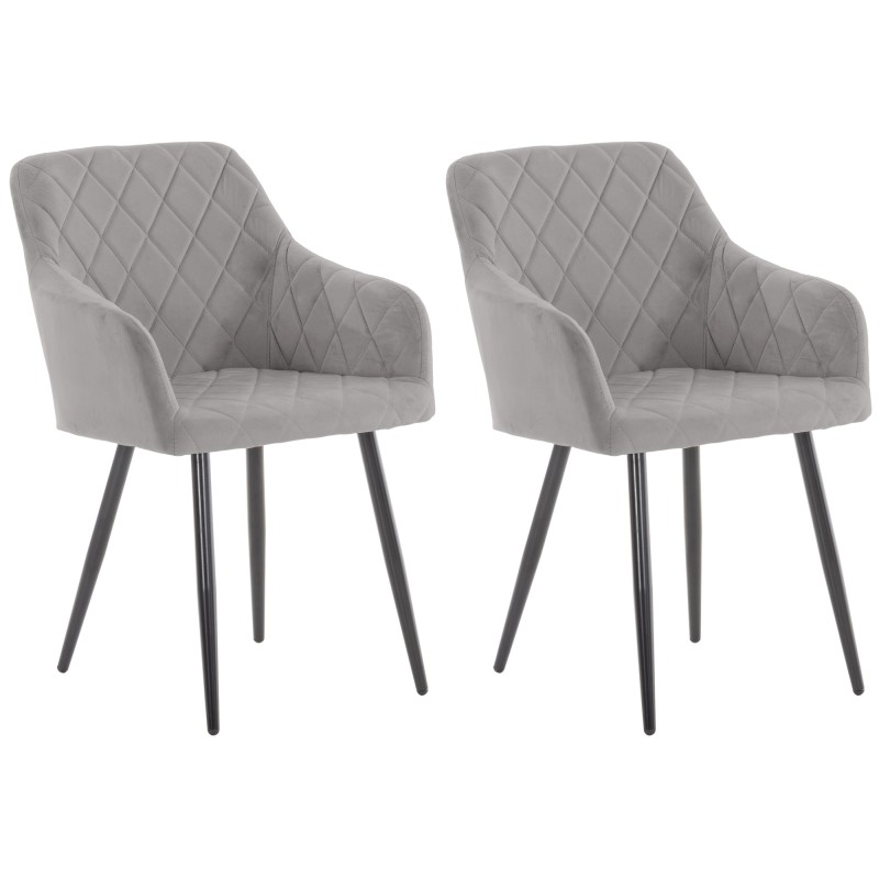 Juego de 2 sillas de comedor Shila en terciopelo gris Juego de 2 sillas de comedor Shila en terciopelo gris