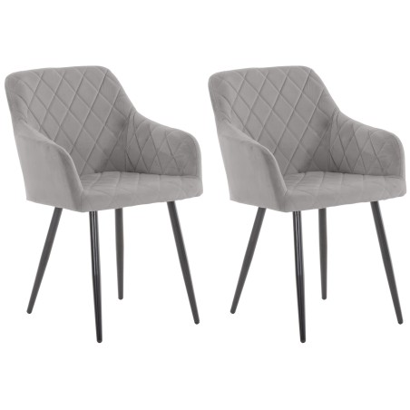 Juego de 2 sillas de comedor Shila en terciopelo gris