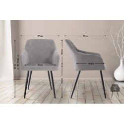 Juego de 2 sillas de comedor Shila en terciopelo gris Juego de 2 sillas de comedor Shila en terciopelo gris