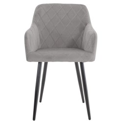 Juego de 2 sillas de comedor Shila en terciopelo gris Juego de 2 sillas de comedor Shila en terciopelo gris