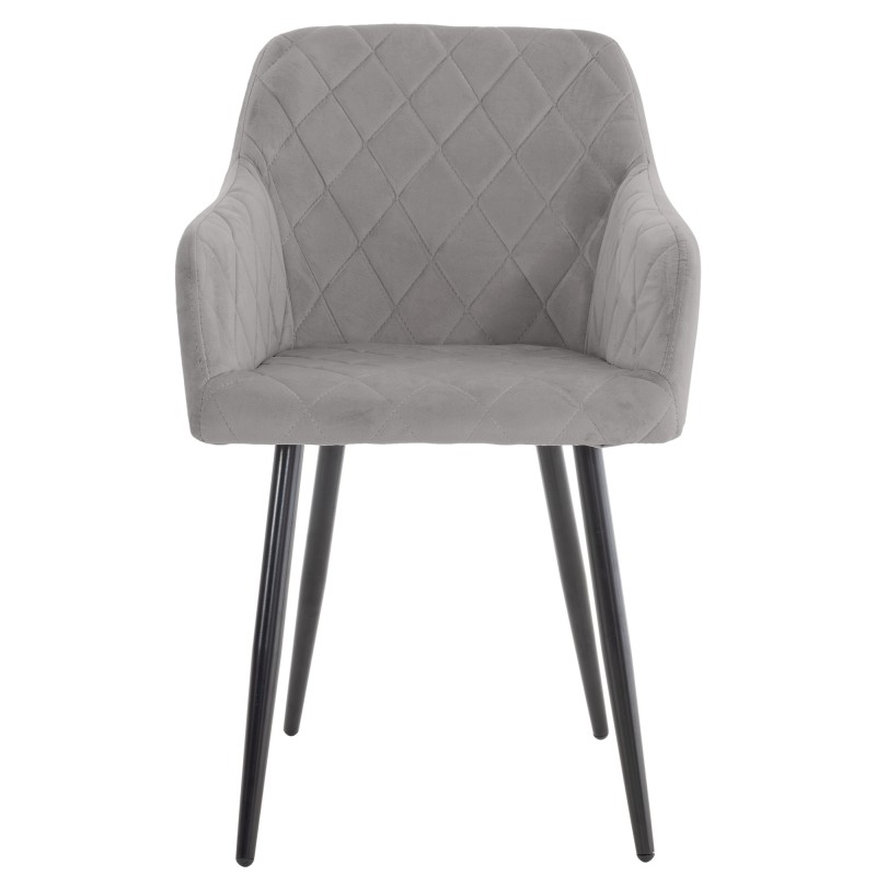 Juego de 2 sillas de comedor Shila en terciopelo gris