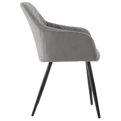 Juego de 2 sillas de comedor Shila en terciopelo gris Juego de 2 sillas de comedor Shila en terciopelo gris
