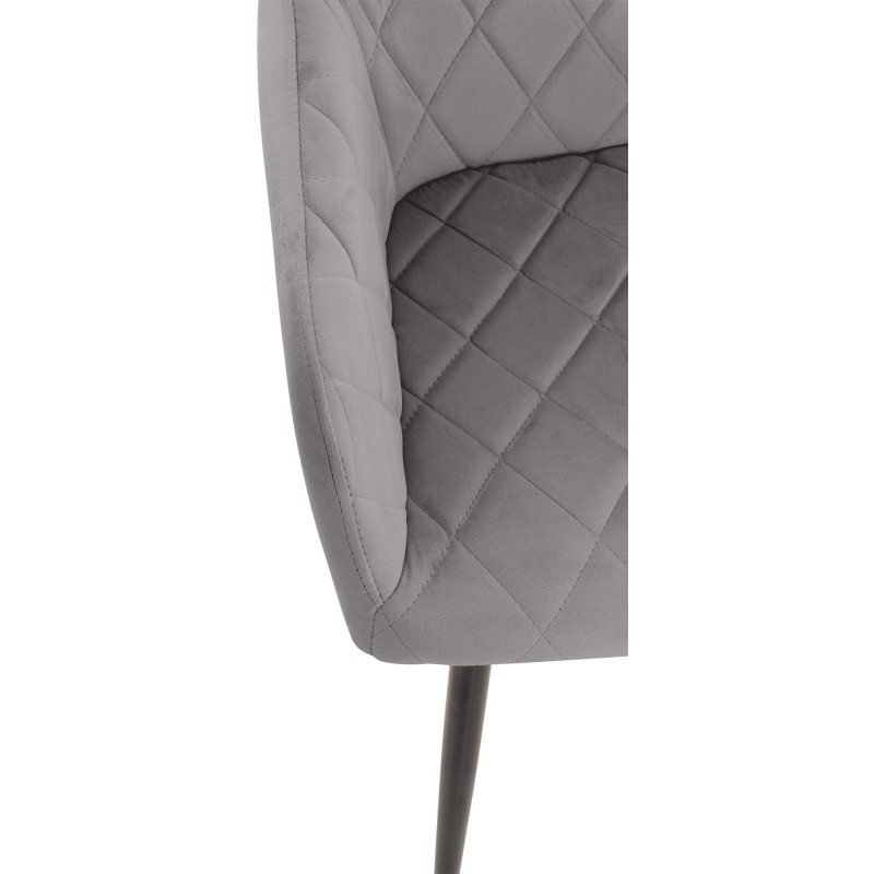 Juego de 2 sillas de comedor Shila en terciopelo gris