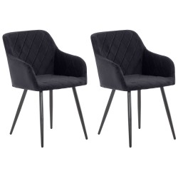 Juego de 2 sillas de comedor Shila en terciopelo negro