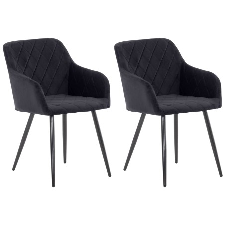 Juego de 2 sillas de comedor Shila en terciopelo negro