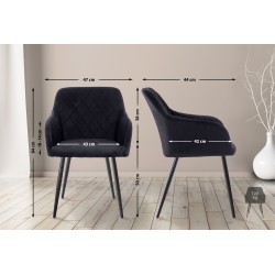 Juego de 2 sillas de comedor Shila en terciopelo negro Juego de 2 sillas de comedor Shila en terciopelo negro
