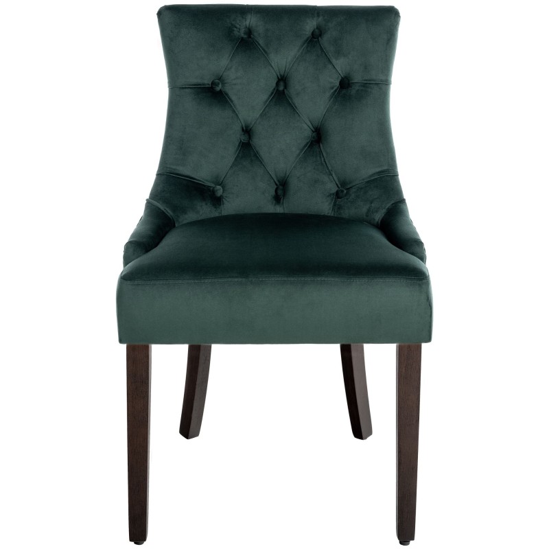 Silla de comedor Aberdeen en terciopelo verde oscuro antiguo
