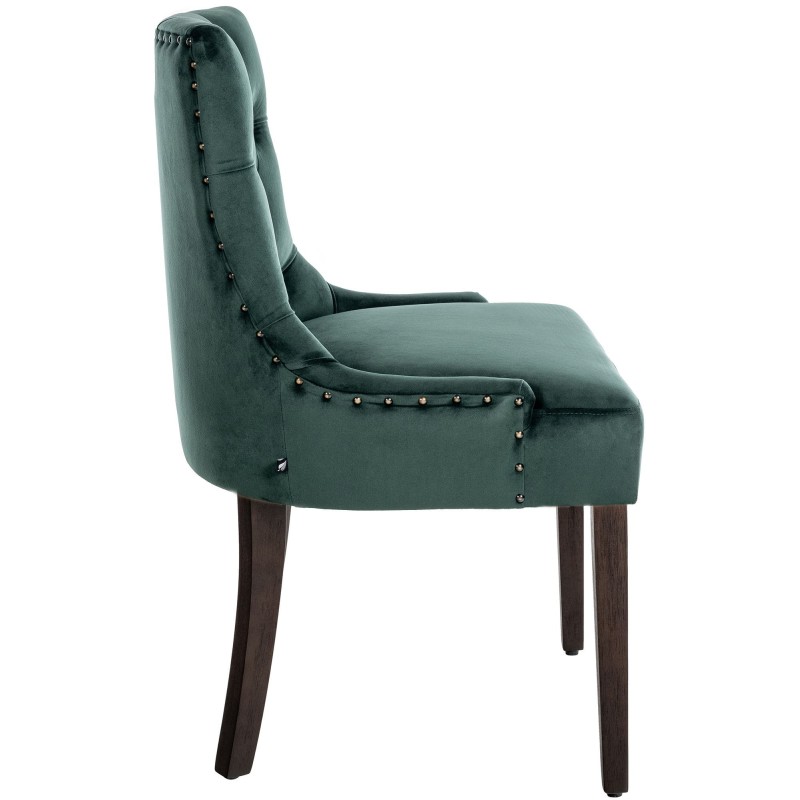 Silla de comedor Aberdeen en terciopelo verde oscuro antiguo
