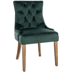 Silla de comedor Aberdeen en terciopelo antiguo verde claro oscuro