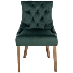 Silla de comedor Aberdeen en terciopelo antiguo verde claro oscuro