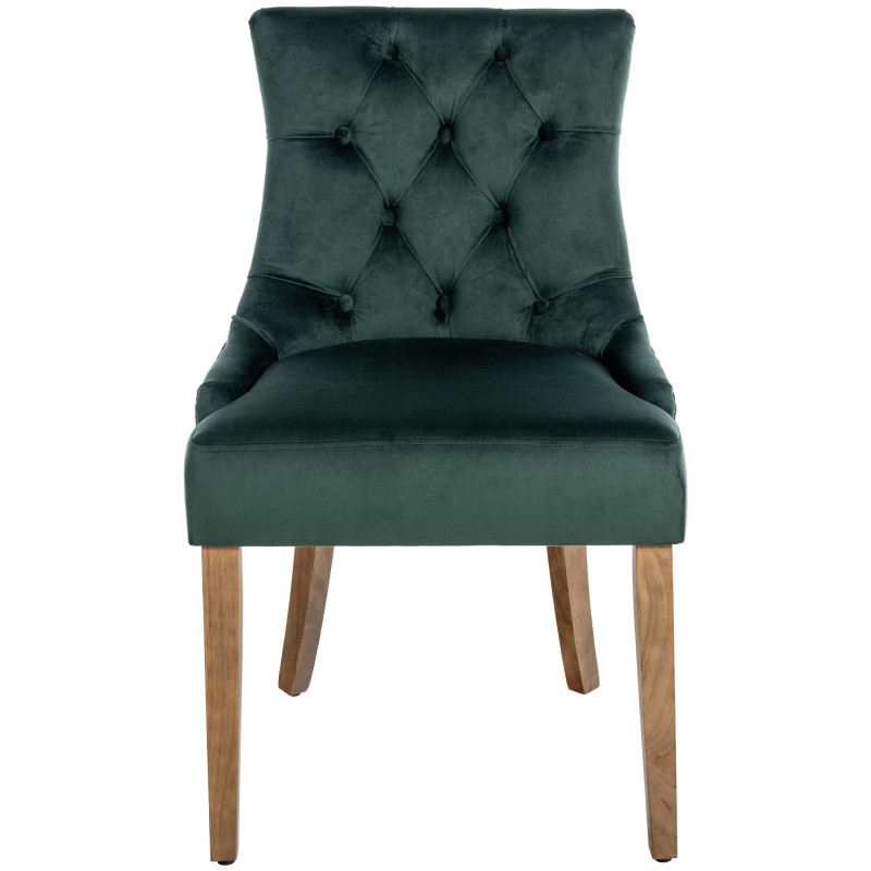 Silla de comedor Aberdeen en terciopelo antiguo verde claro oscuro