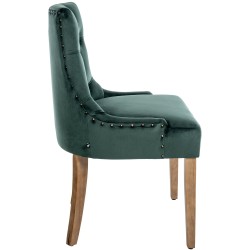 Silla de comedor Aberdeen en terciopelo antiguo verde claro oscuro