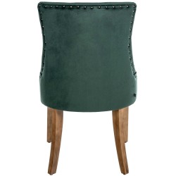 Silla de comedor Aberdeen en terciopelo antiguo verde claro oscuro