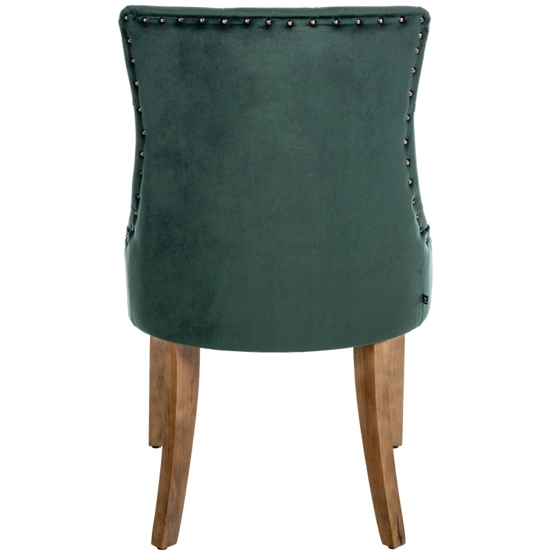 Silla de comedor Aberdeen en terciopelo antiguo verde claro oscuro