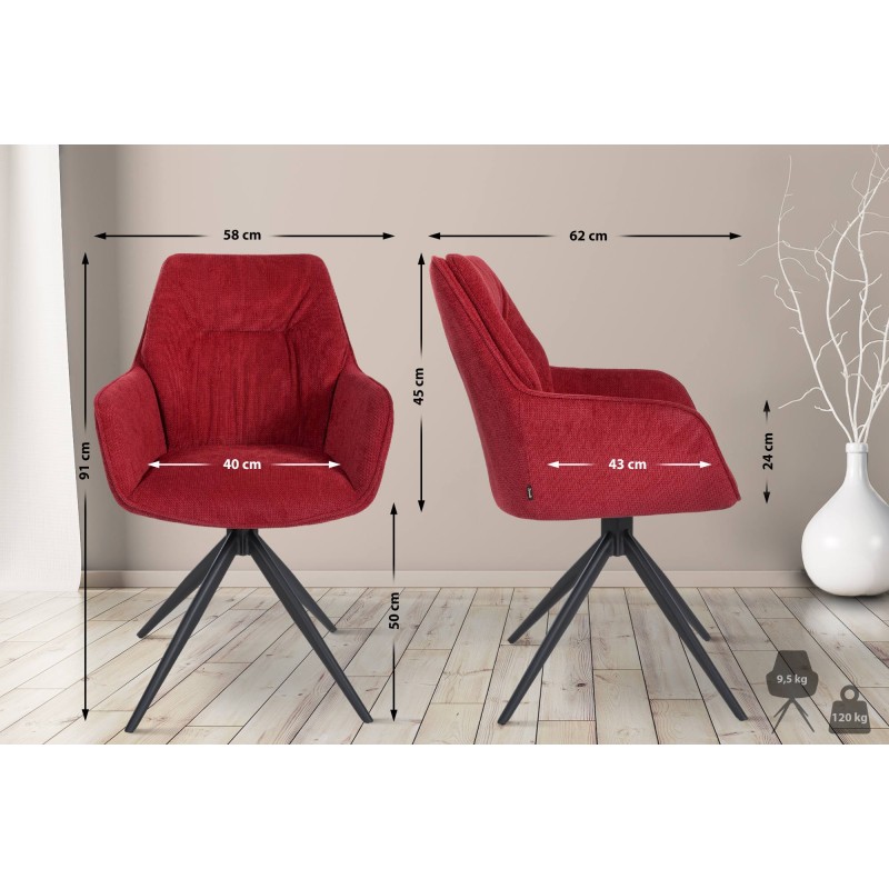 Silla de comedor Jules en tela roja