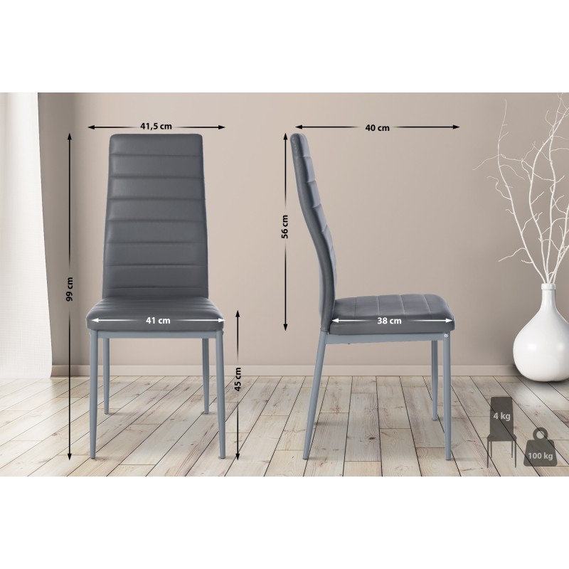 Silla de comedor Mayfair, polipiel gris