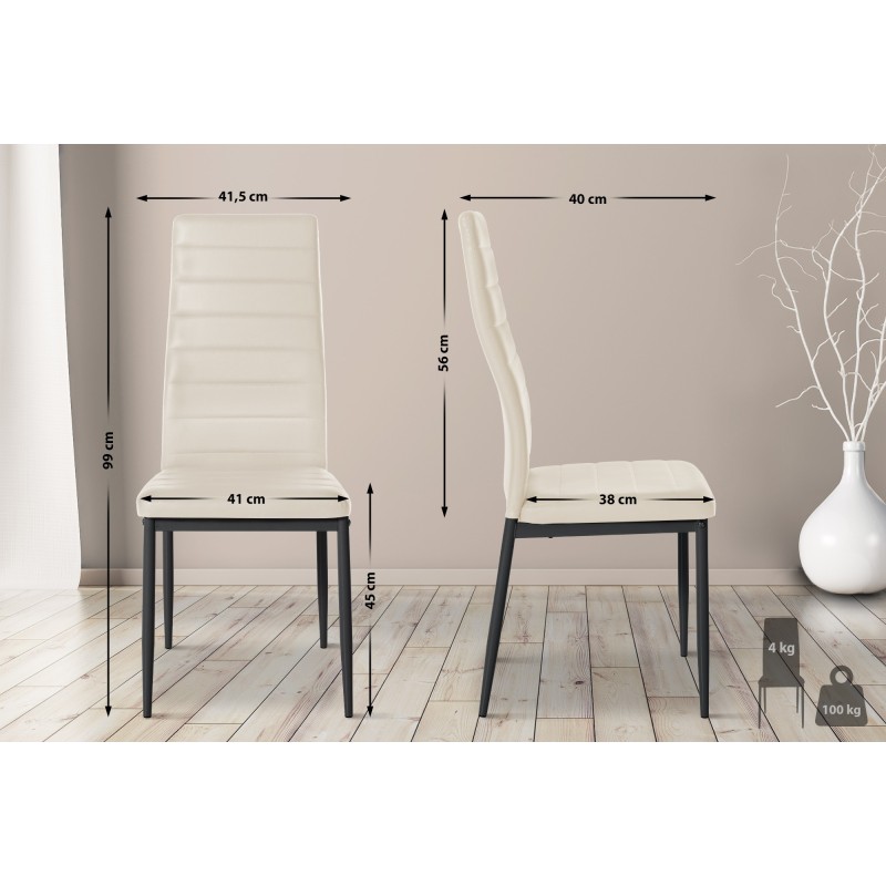 Silla de comedor Mayfair, polipiel color crema