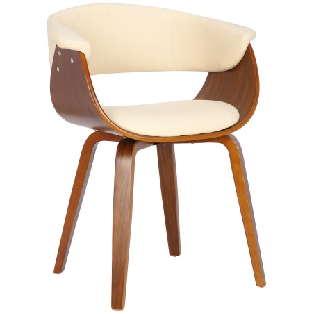 Silla Bruce, piel sintética, nogal crema