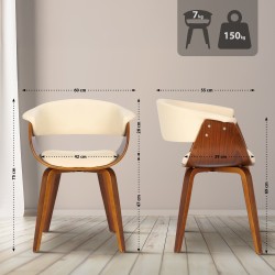 Silla Bruce, piel sintética, nogal crema