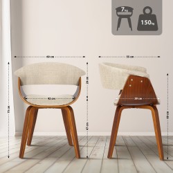 Silla Bruce en tela de nogal crema Silla Bruce en tela de nogal crema
