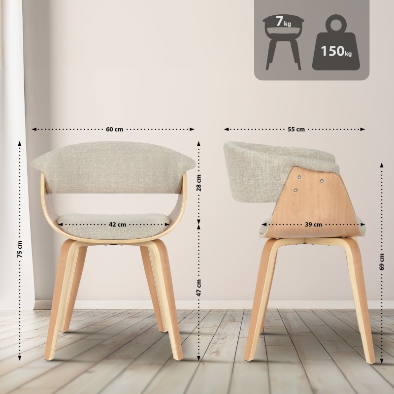 Silla Bruce en tejido natura color crema