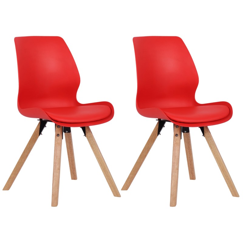 Juego de 2 sillas de plástico Luna, color rojo Juego de 2 sillas de plástico Luna, color rojo