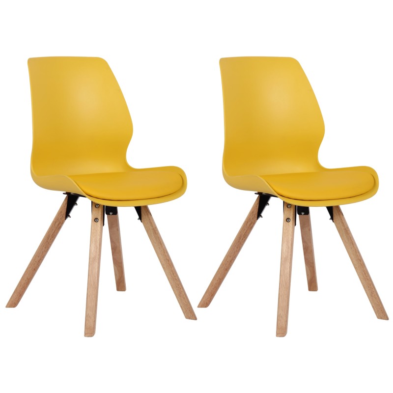 Juego de 2 sillas de plástico Luna, color amarillo Juego de 2 sillas de plástico Luna, color amarillo