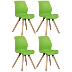 Juego de 4 sillas Luna de plástico en color verde