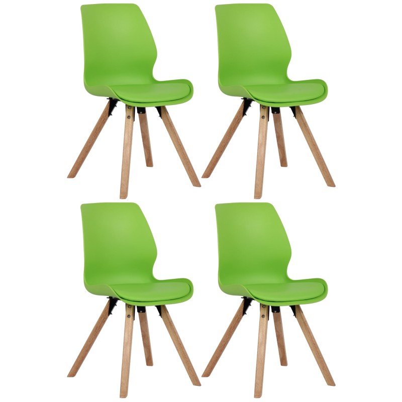 Juego de 4 sillas Luna de plástico en color verde Juego de 4 sillas Luna de plástico en color verde