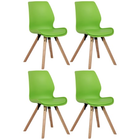 Juego de 4 sillas Luna de plástico en color verde