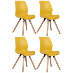 Juego de 4 sillas de plástico Luna, color amarillo