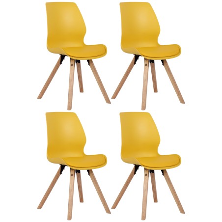 Juego de 4 sillas de plástico Luna, color amarillo