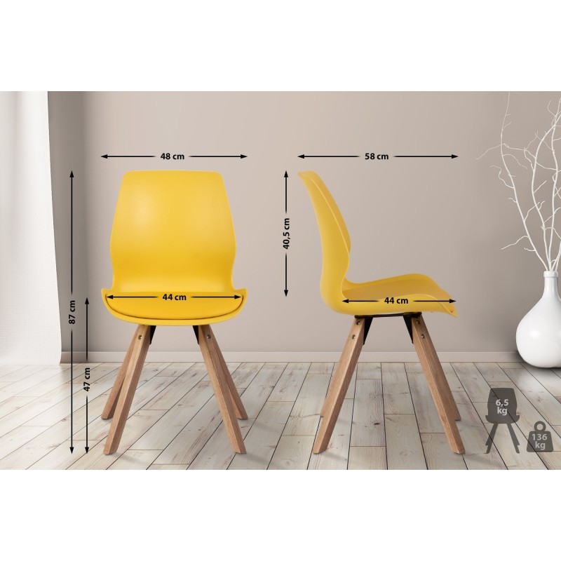 Juego de 4 sillas de plástico Luna, color amarillo Juego de 4 sillas de plástico Luna, color amarillo
