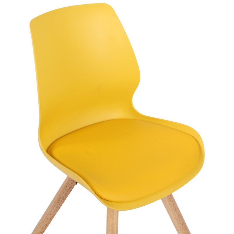 Juego de 4 sillas de plástico Luna, color amarillo Juego de 4 sillas de plástico Luna, color amarillo