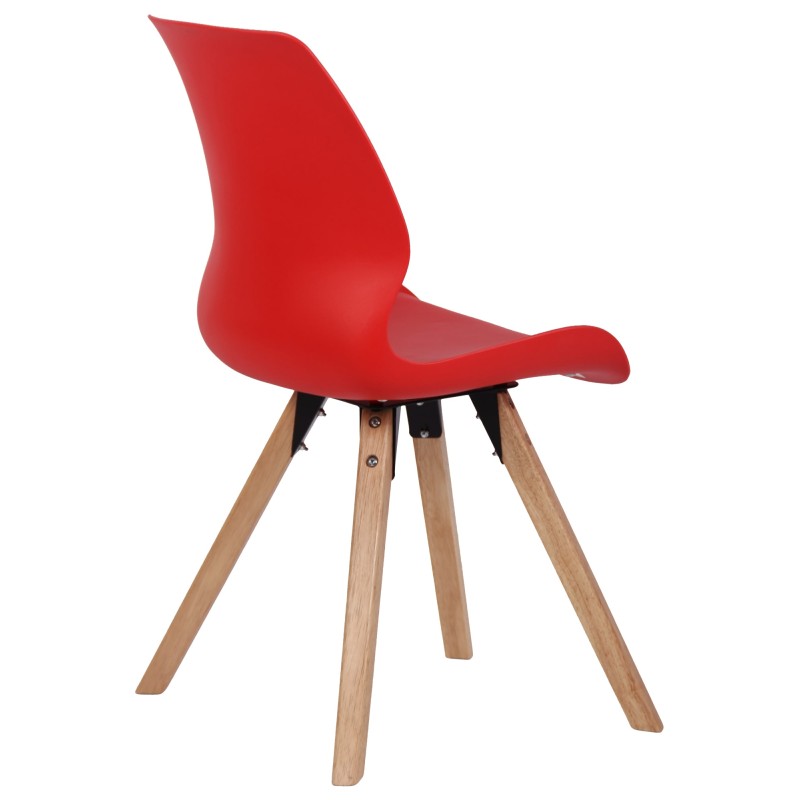 Juego de 4 sillas de plástico Luna, color rojo