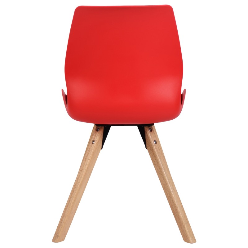 Juego de 4 sillas de plástico Luna, color rojo