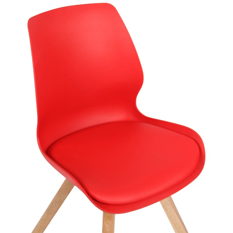 Juego de 4 sillas de plástico Luna, color rojo