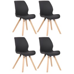Conjunto de 4 sillas Luna, polipiel negra