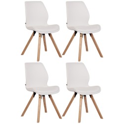 Conjunto de 4 sillas Luna, polipiel blanca