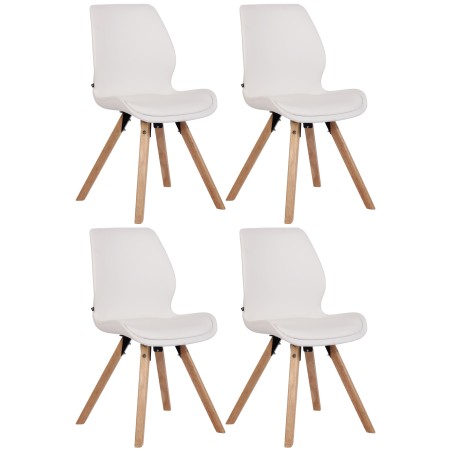 Conjunto de 4 sillas Luna, polipiel blanca