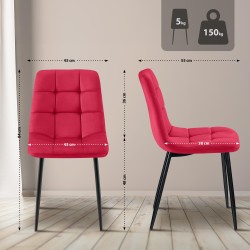 Silla de comedor Tilde de terciopelo rojo