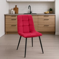 Silla de comedor Tilde de terciopelo rojo Silla de comedor Tilde de terciopelo rojo