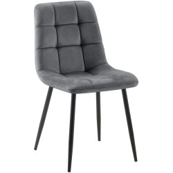 Silla de comedor Tilde en terciopelo gris oscuro Silla de comedor Tilde en terciopelo gris oscuro