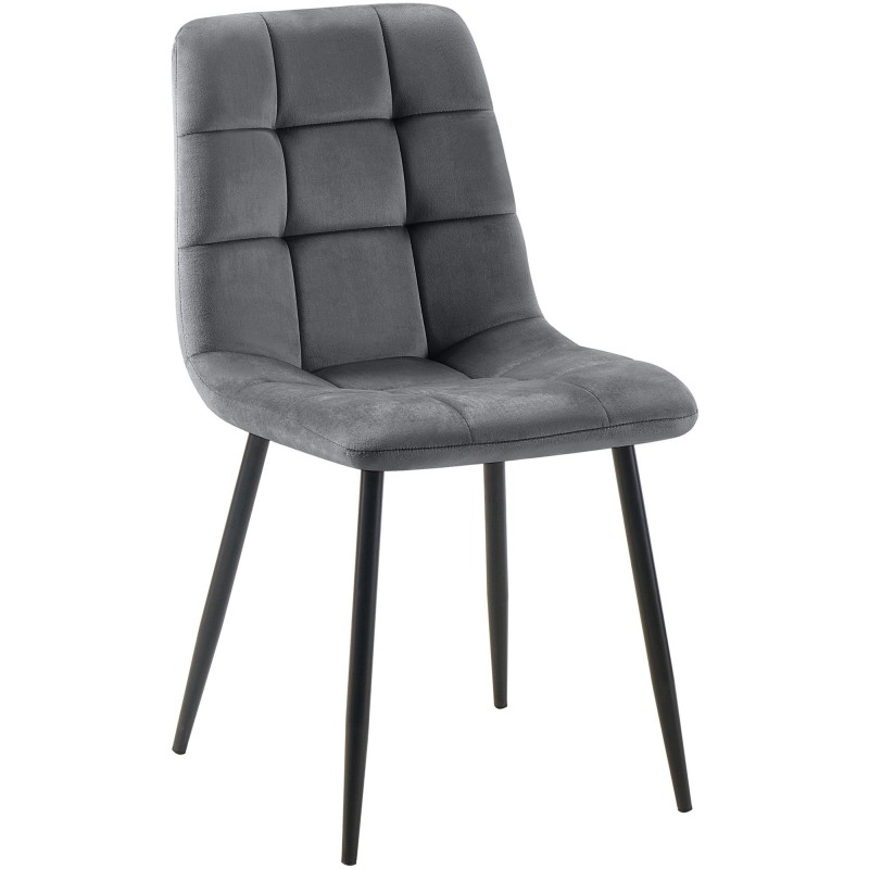Silla de comedor Tilde en terciopelo gris oscuro