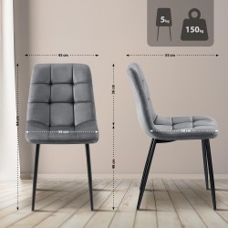 Silla de comedor Tilde en terciopelo gris oscuro Silla de comedor Tilde en terciopelo gris oscuro
