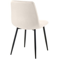 Silla de comedor Tilde en terciopelo blanco crema