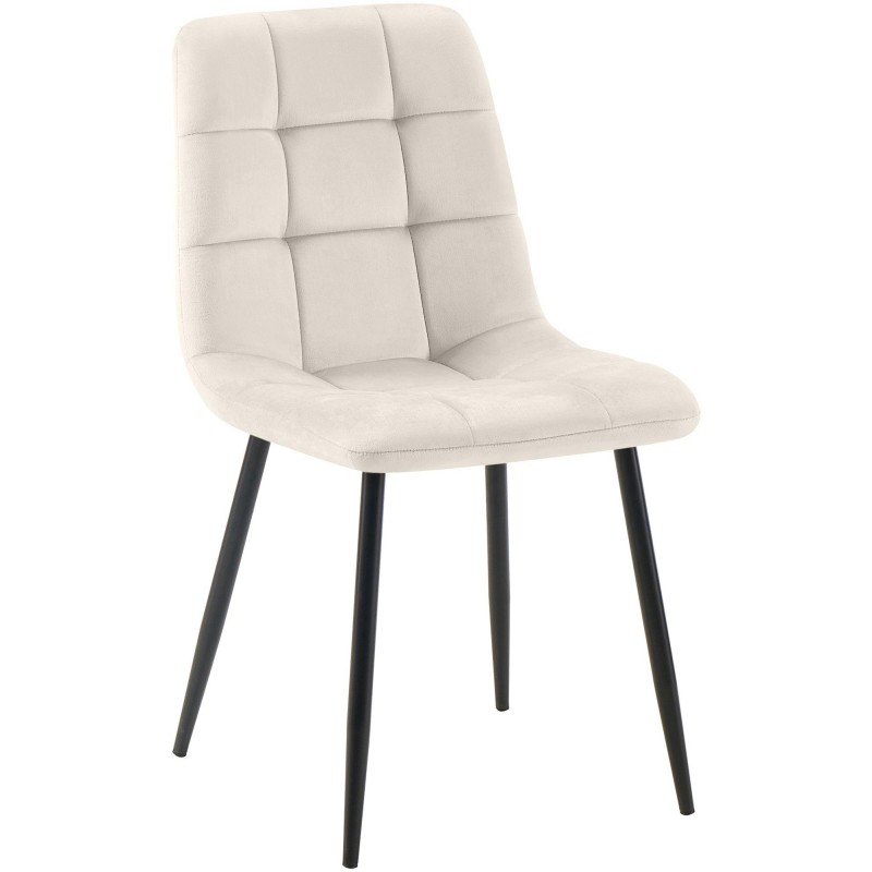 Silla de comedor Tilde en terciopelo blanco crema Silla de comedor Tilde en terciopelo blanco crema