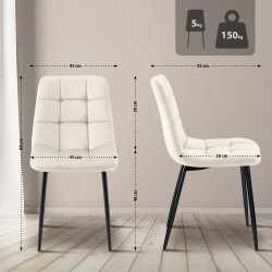 Silla de comedor Tilde en terciopelo blanco crema Silla de comedor Tilde en terciopelo blanco crema