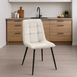 Silla de comedor Tilde en terciopelo blanco crema Silla de comedor Tilde en terciopelo blanco crema