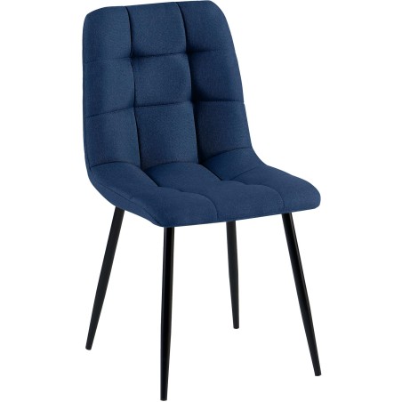 Silla de comedor de tela azul Antibes